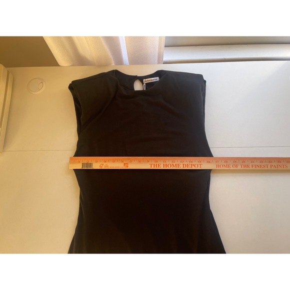 Reformation Black Sleeveless Padded Shoulder Mini Dress Size L New - Picture 8 of 8